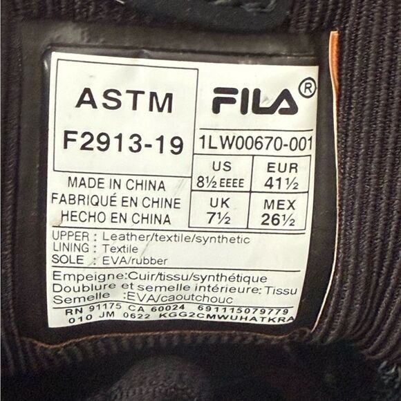 Fila Lateshift Black Slip Resistant Waterproof Memory Foam Men’s Work Shoe XWide - Picture 12 of 16